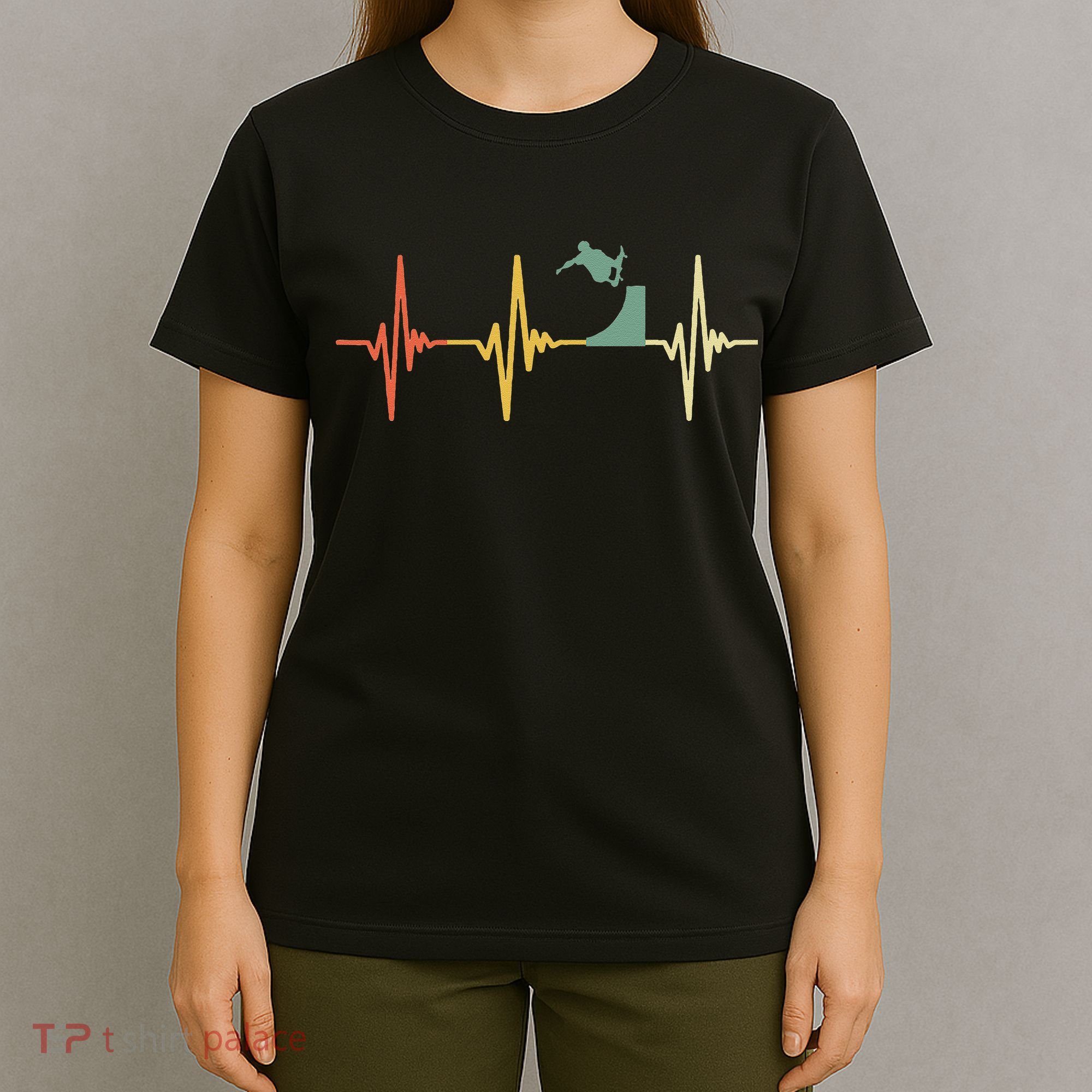Vintage Skateboarding Ollie Retro Heartbeat Skateboarder T-Shirt