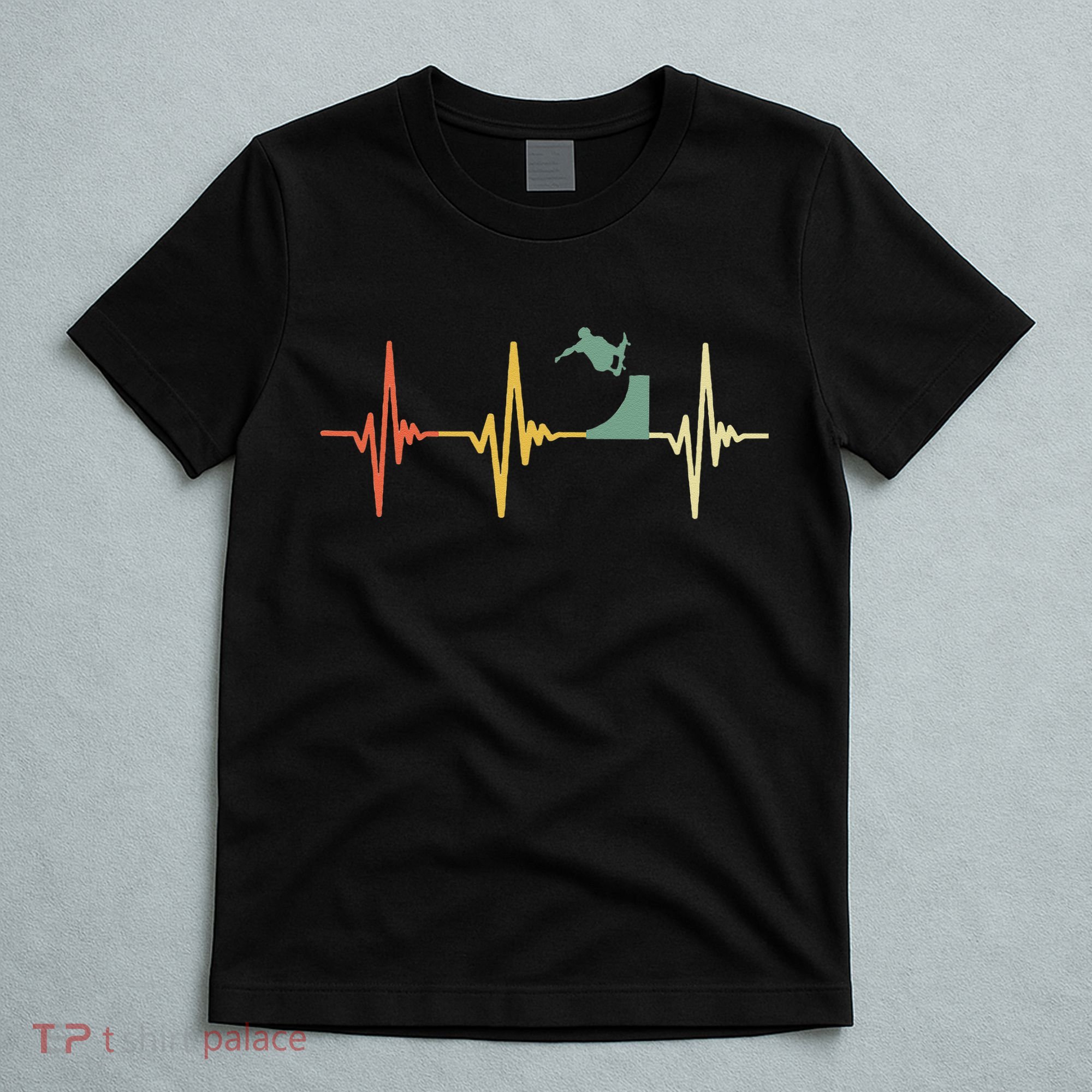 Vintage Skateboarding Ollie Retro Heartbeat Skateboarder T-Shirt