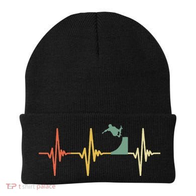 Vintage Skateboarding Ollie Retro Heartbeat Skateboarder Beanie