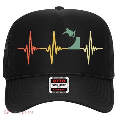 Vintage Skateboarding Ollie Retro Heartbeat Skateboarder Hat