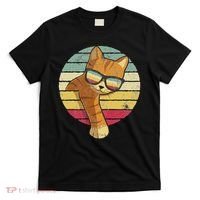 Vintage Style Orange Tabby Cat Wearing Sunglasses Funny T-Shirt thumb 0