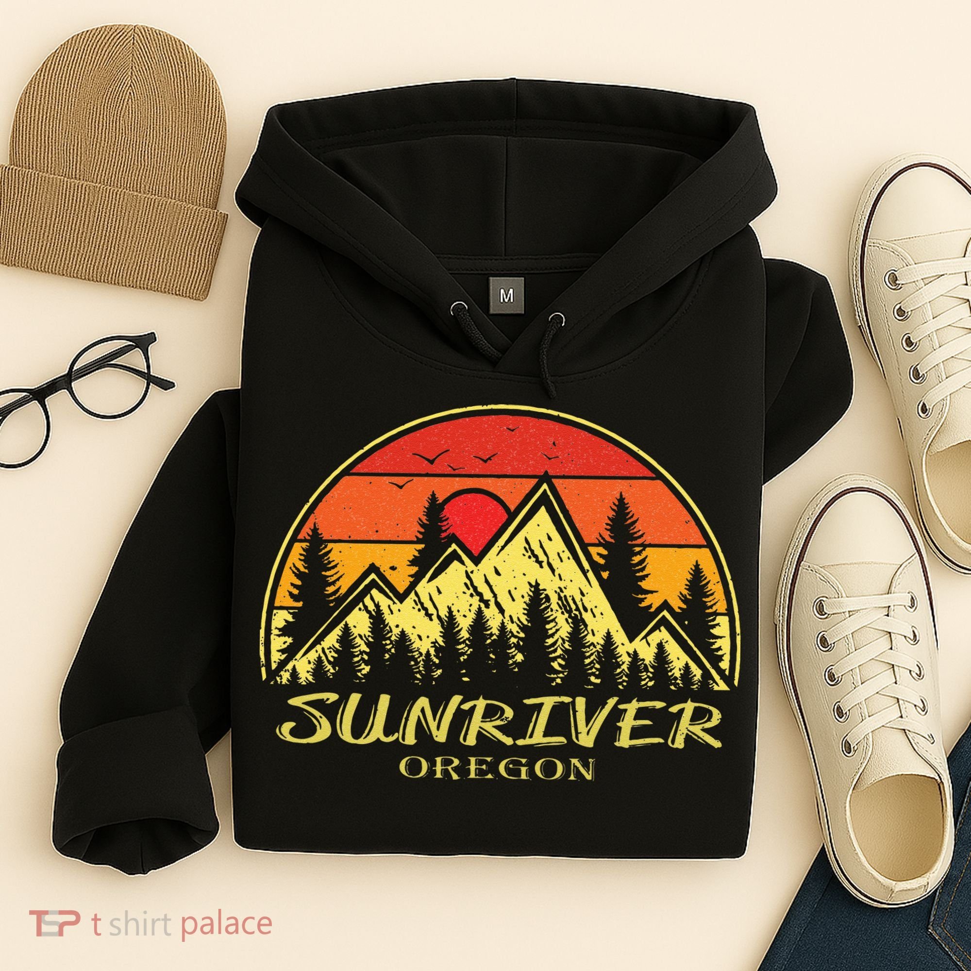 Vintage Sunriver Oregon OR Mountains Hike Hiking Souvenir Hoodie