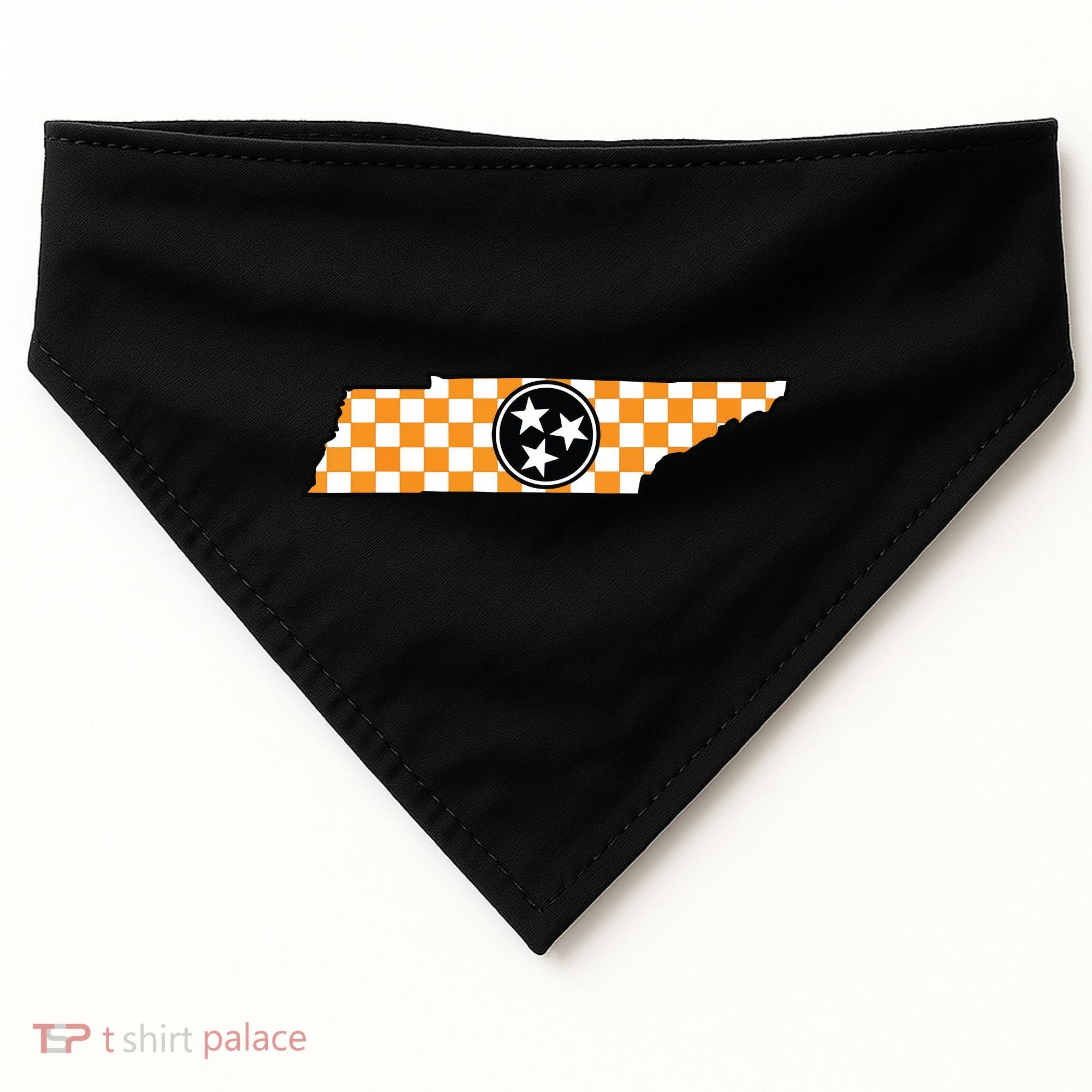 Volunteer State Orangewhite Checkerboard Tristar Tennessee USA-Made Doggie Bandana