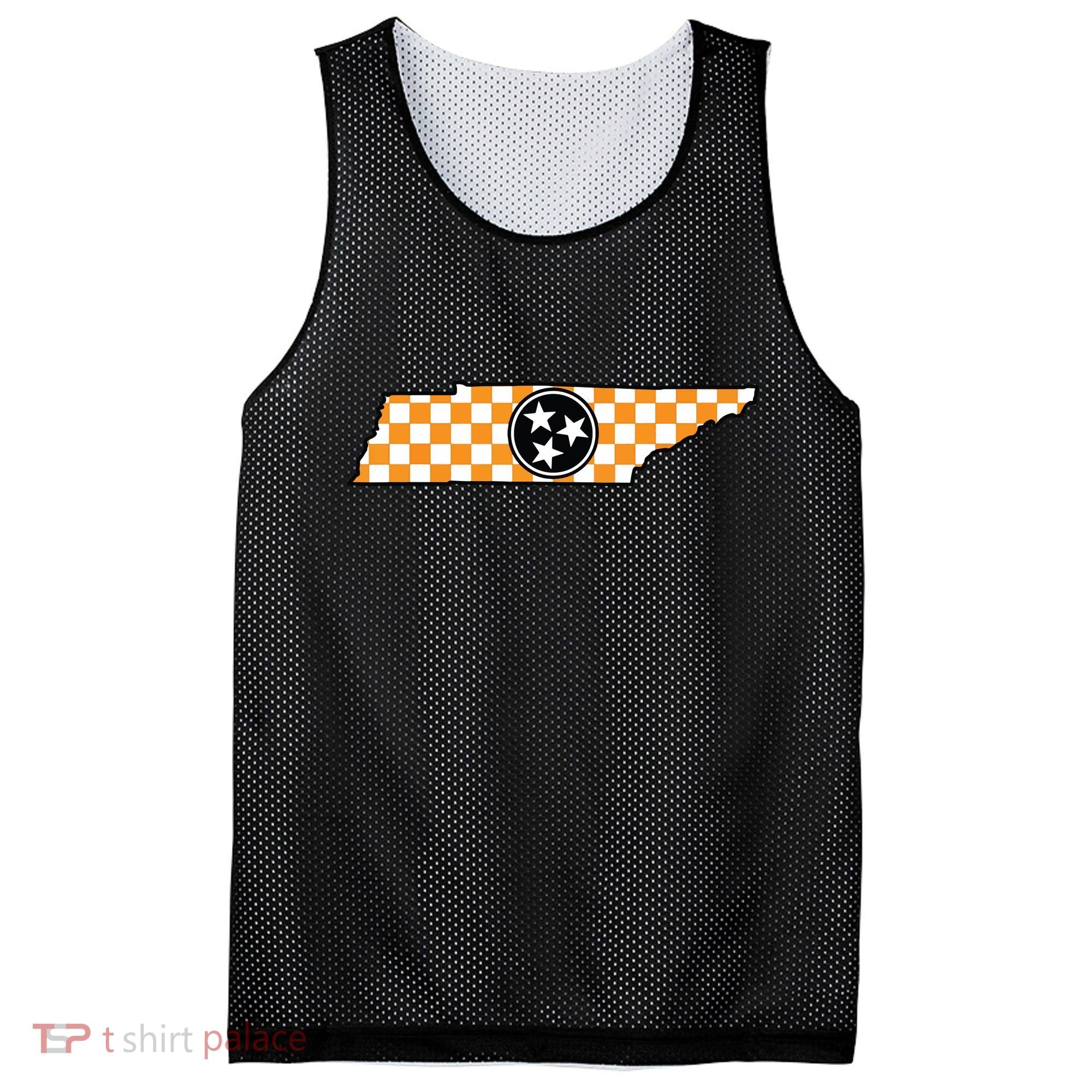 Volunteer State Orangewhite Checkerboard Tristar Tennessee Mesh Reversible Basketball Jersey Tank