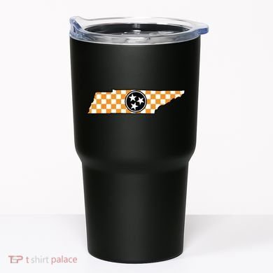 Volunteer State Orangewhite Checkerboard Tristar Tennessee Tumbler