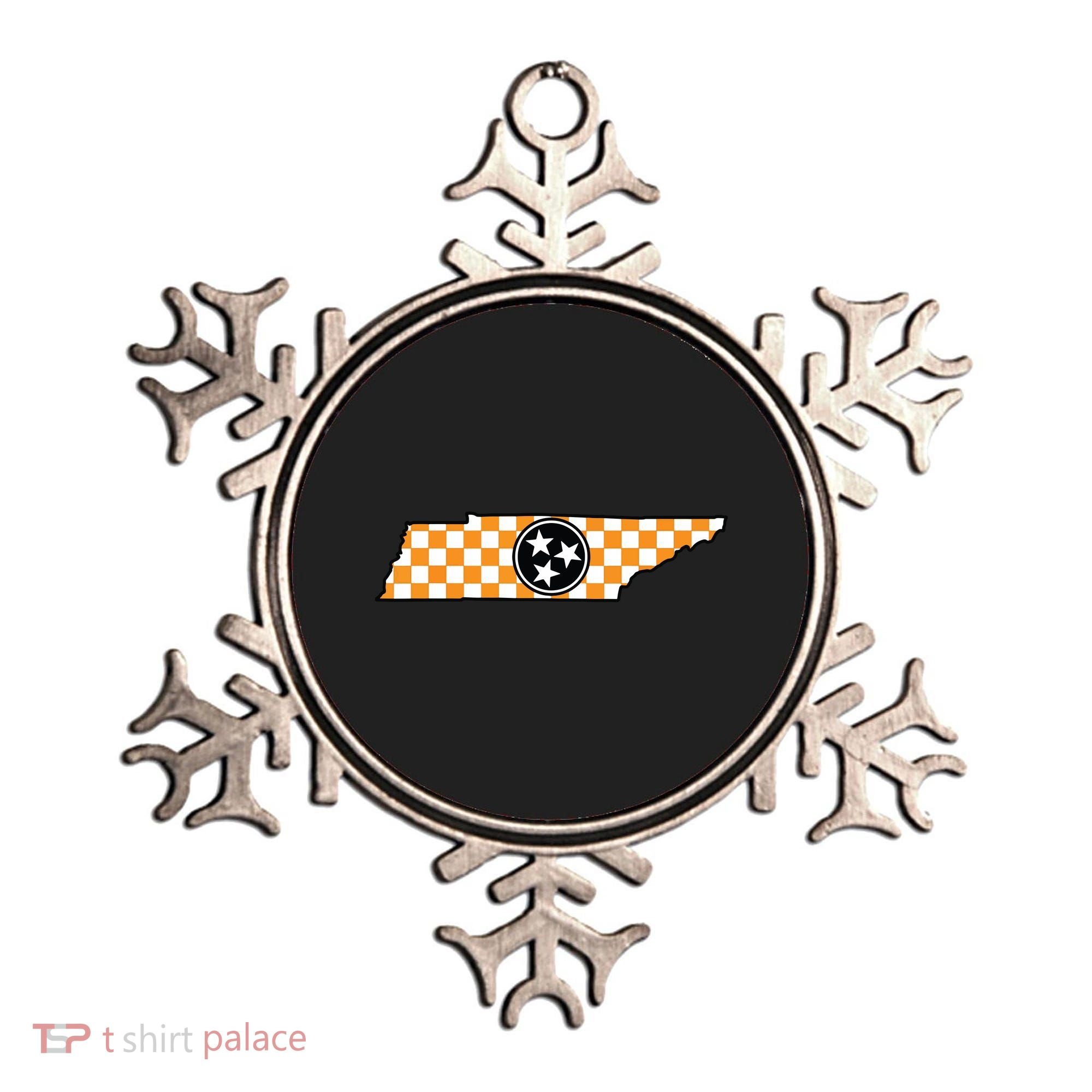 Volunteer State Orangewhite Checkerboard Tristar Tennessee Ornament