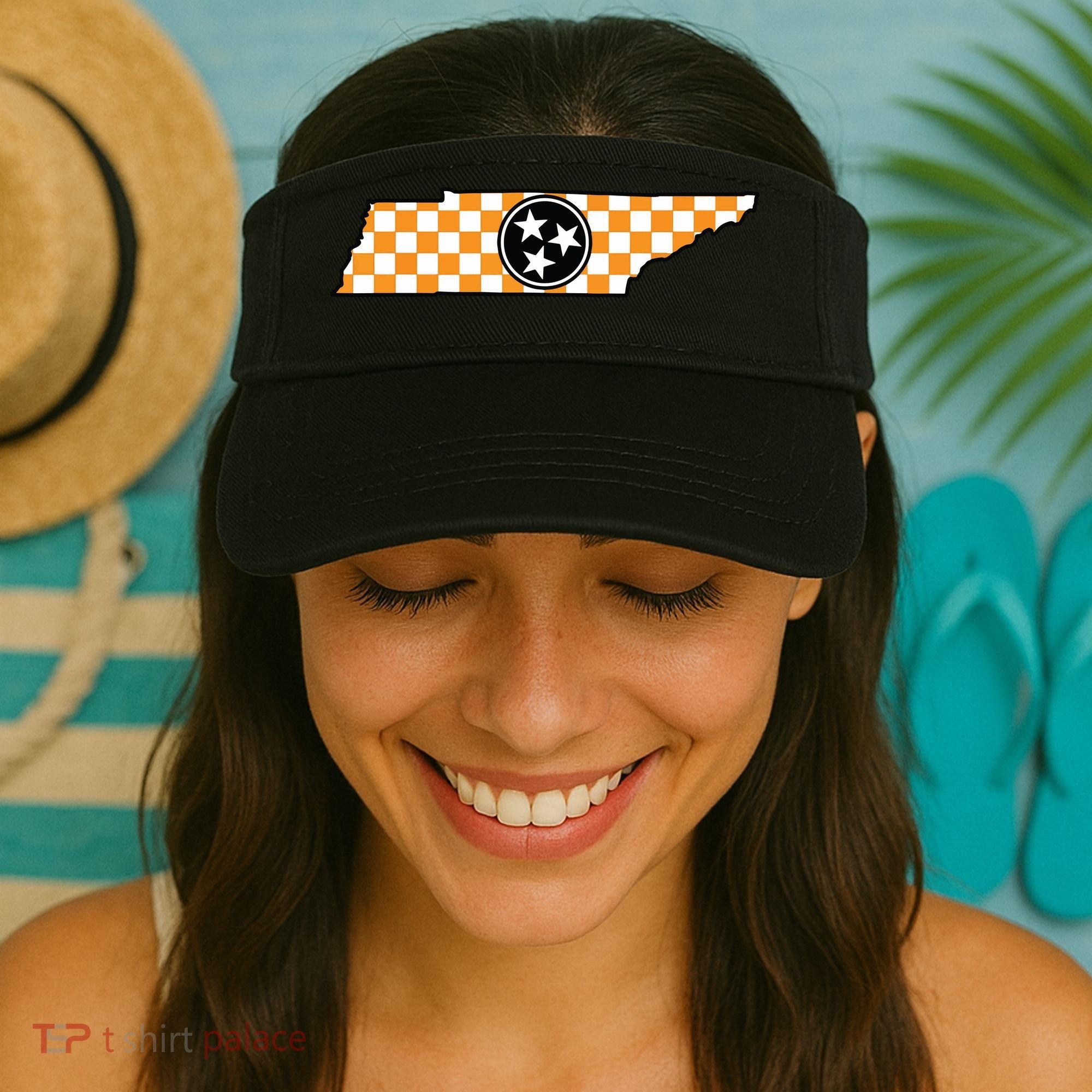 Volunteer State Orangewhite Checkerboard Tristar Tennessee Visor