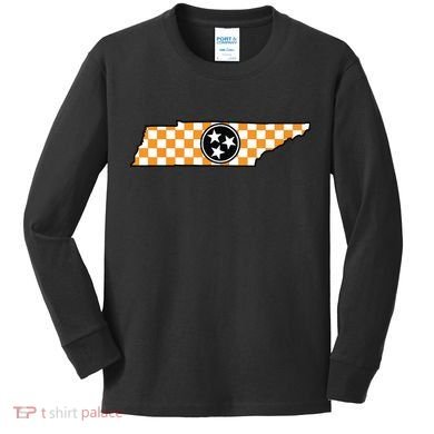 Volunteer State Orangewhite Checkerboard Tristar Tennessee Kids Long Sleeve Shirt