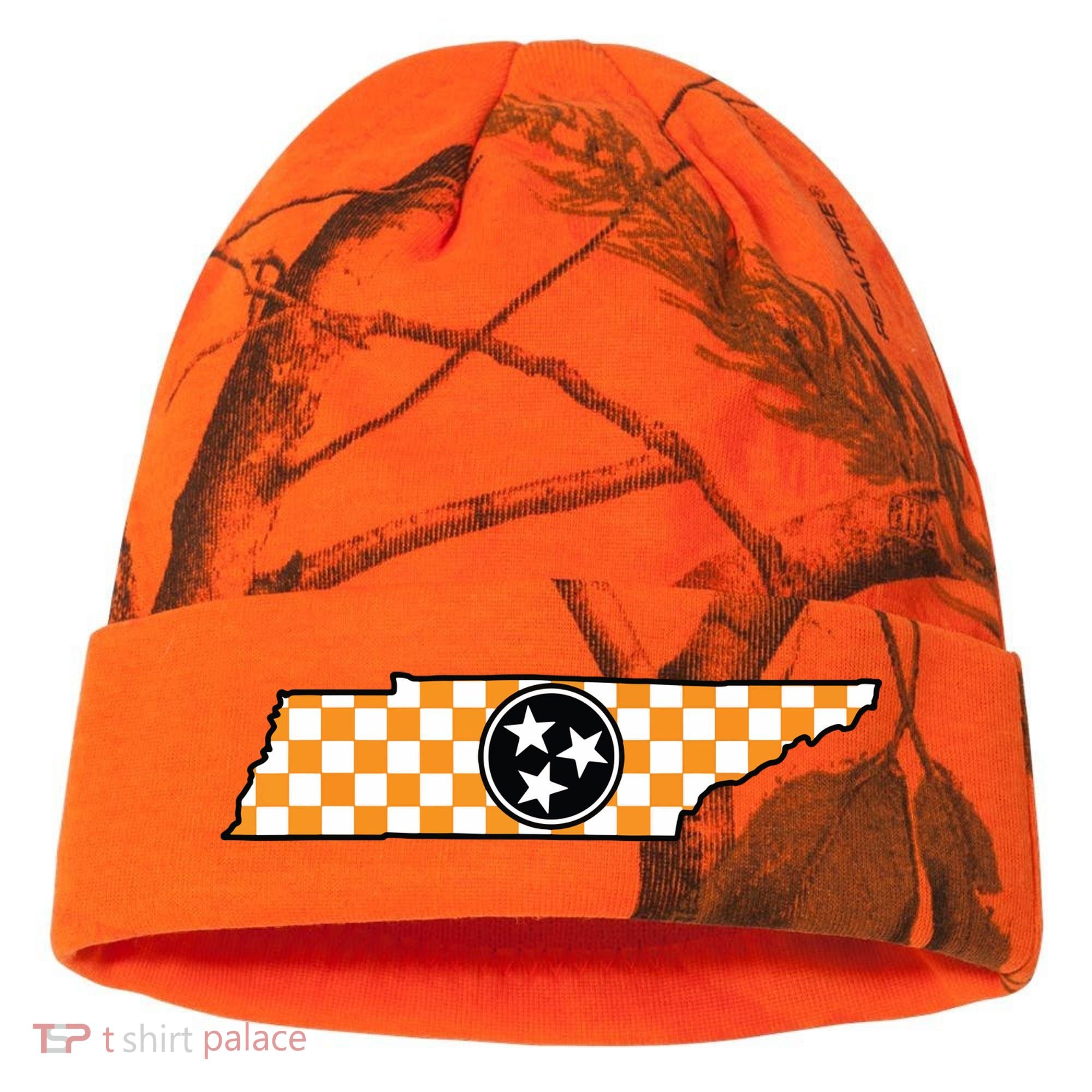 Volunteer State Orangewhite Checkerboard Tristar Tennessee Kati Licensed 12" Camo Cuffed Beanie