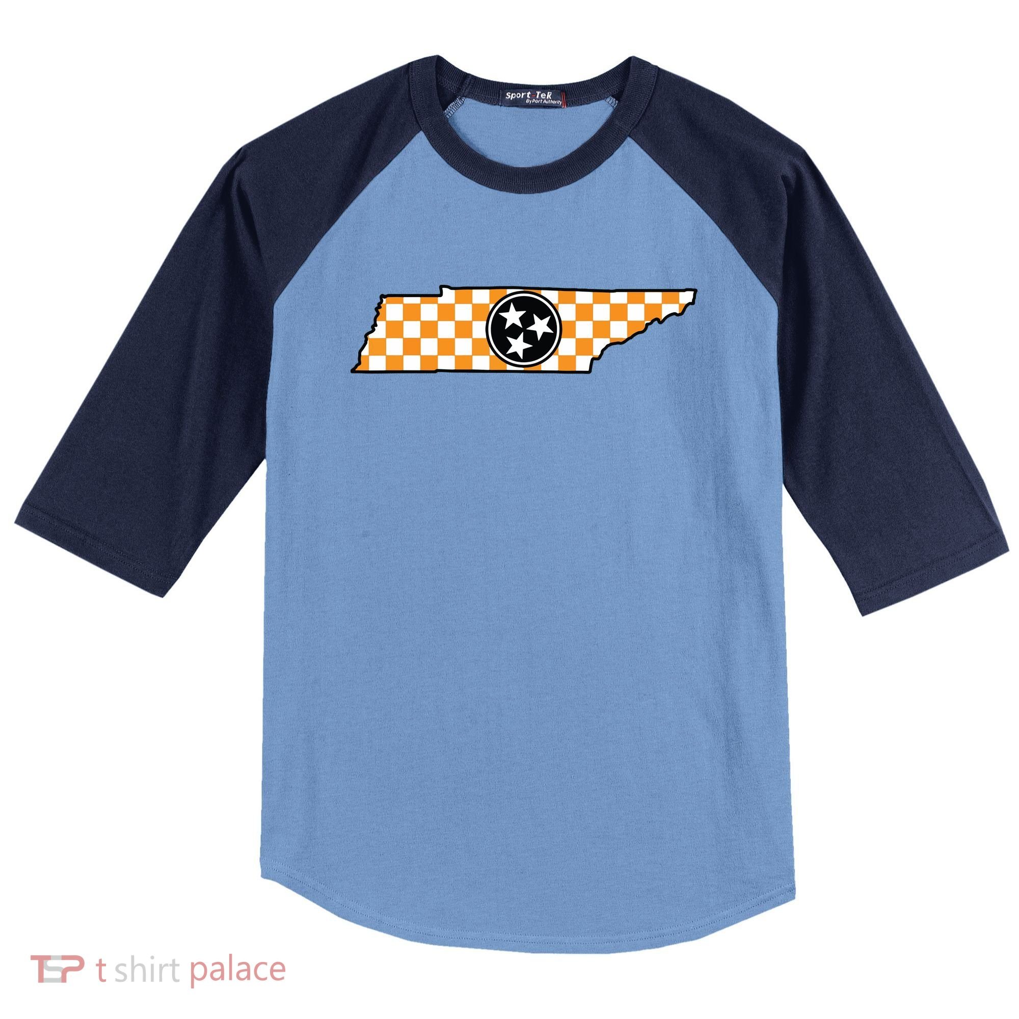 Volunteer State Orangewhite Checkerboard Tristar Tennessee Raglan Baseball Sleeve Shirt