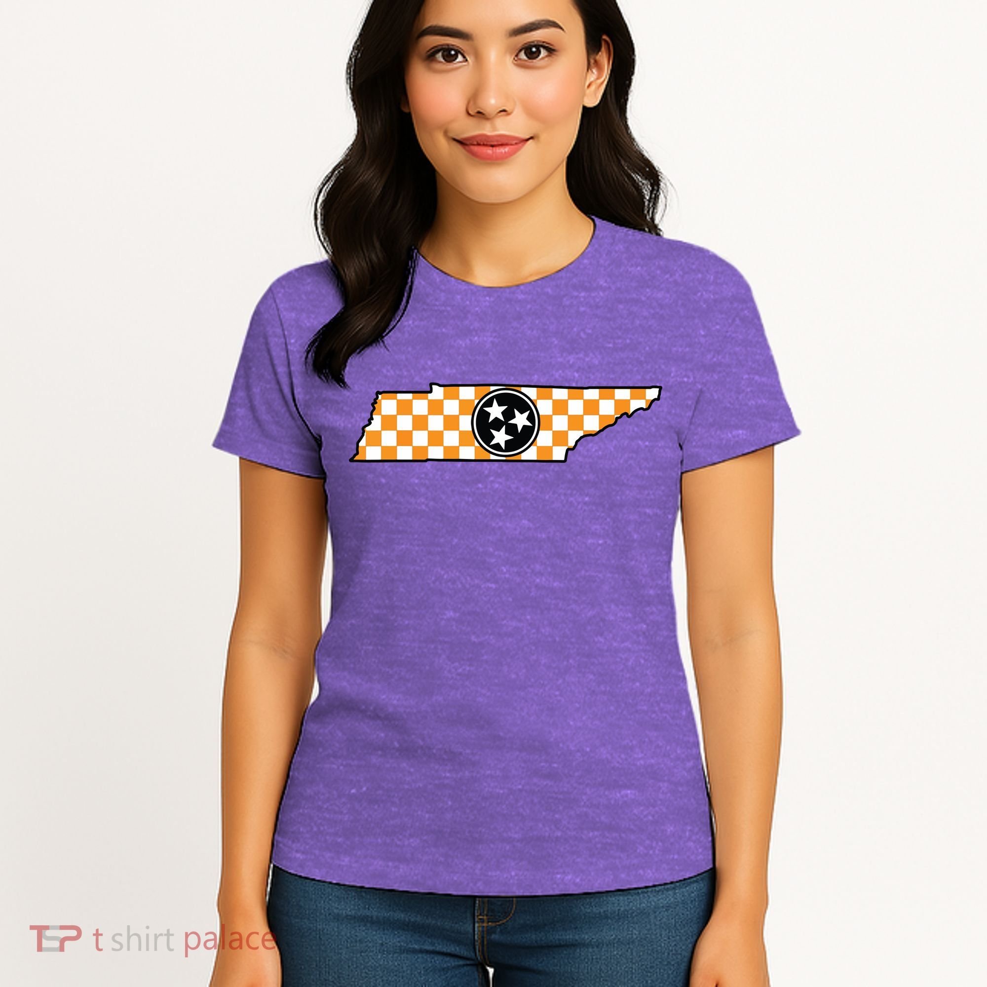 Volunteer State Orangewhite Checkerboard Tristar Tennessee Women's T-Shirt