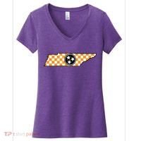 Volunteer State Orangewhite Checkerboard Tristar Tennessee Women's V-Neck T-Shirt thumb 0