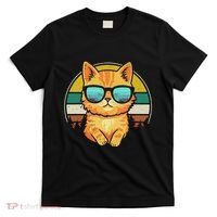 Vintage Style Orange Tabby Cat Friendly Wearing Sunglasses T-Shirt thumb 0