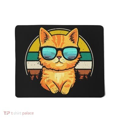 Vintage Style Orange Tabby Cat Friendly Wearing Sunglasses Mousepad
