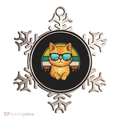 Vintage Style Orange Tabby Cat Friendly Wearing Sunglasses Ornament
