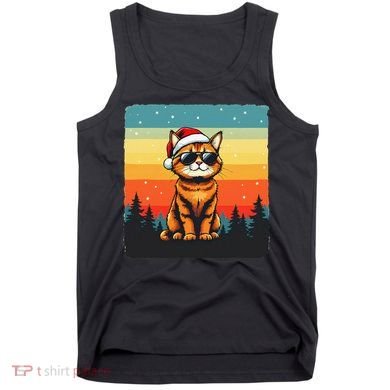 Vintage Style Orange Tabby Cat Friendly Wearing Sunglasses Tank Top