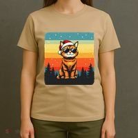 Vintage Style Orange Tabby Cat Friendly Wearing Sunglasses T-Shirt thumb 4