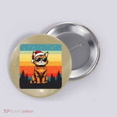 Vintage Style Orange Tabby Cat Friendly Wearing Sunglasses Button