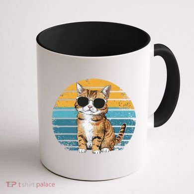 Vintage Style Orange Tabby Cat Wearing Sunglasses Coffee Mug back