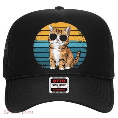 Vintage Style Orange Tabby Cat Wearing Sunglasses Hat