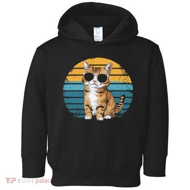 Vintage Style Orange Tabby Cat Wearing Sunglasses Toddler Hoodie
