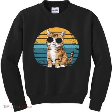Vintage Style Orange Tabby Cat Wearing Sunglasses Kids Sweatshirt