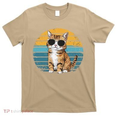 Vintage Style Orange Tabby Cat Wearing Sunglasses T-Shirt