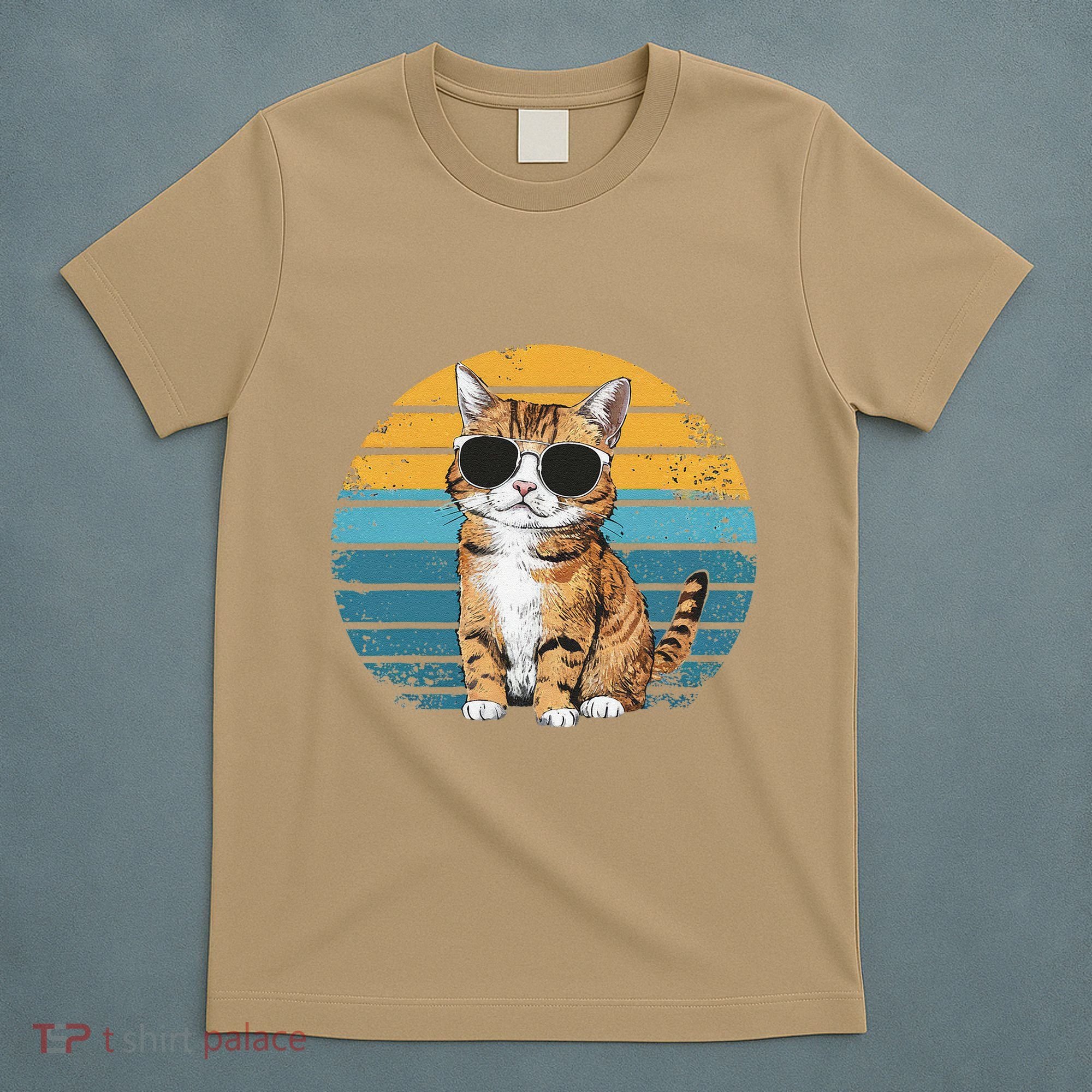 Vintage Style Orange Tabby Cat Wearing Sunglasses T-Shirt