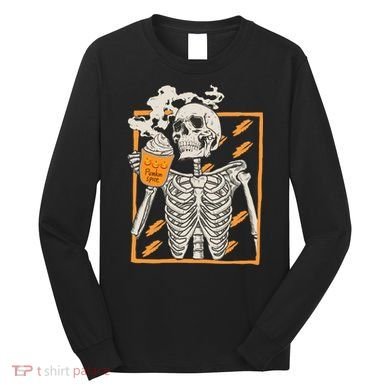 Vintage Skeleton Pumpkin Spice Halloween Long Sleeve Shirt