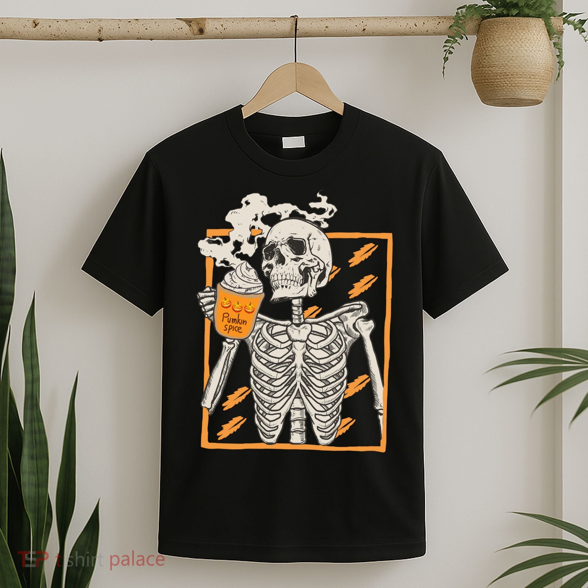 Vintage Skeleton Pumpkin Spice Halloween T-Shirt