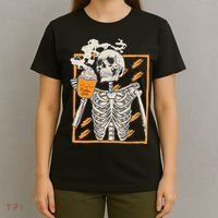 Vintage Skeleton Pumpkin Spice Halloween T-Shirt thumb 4