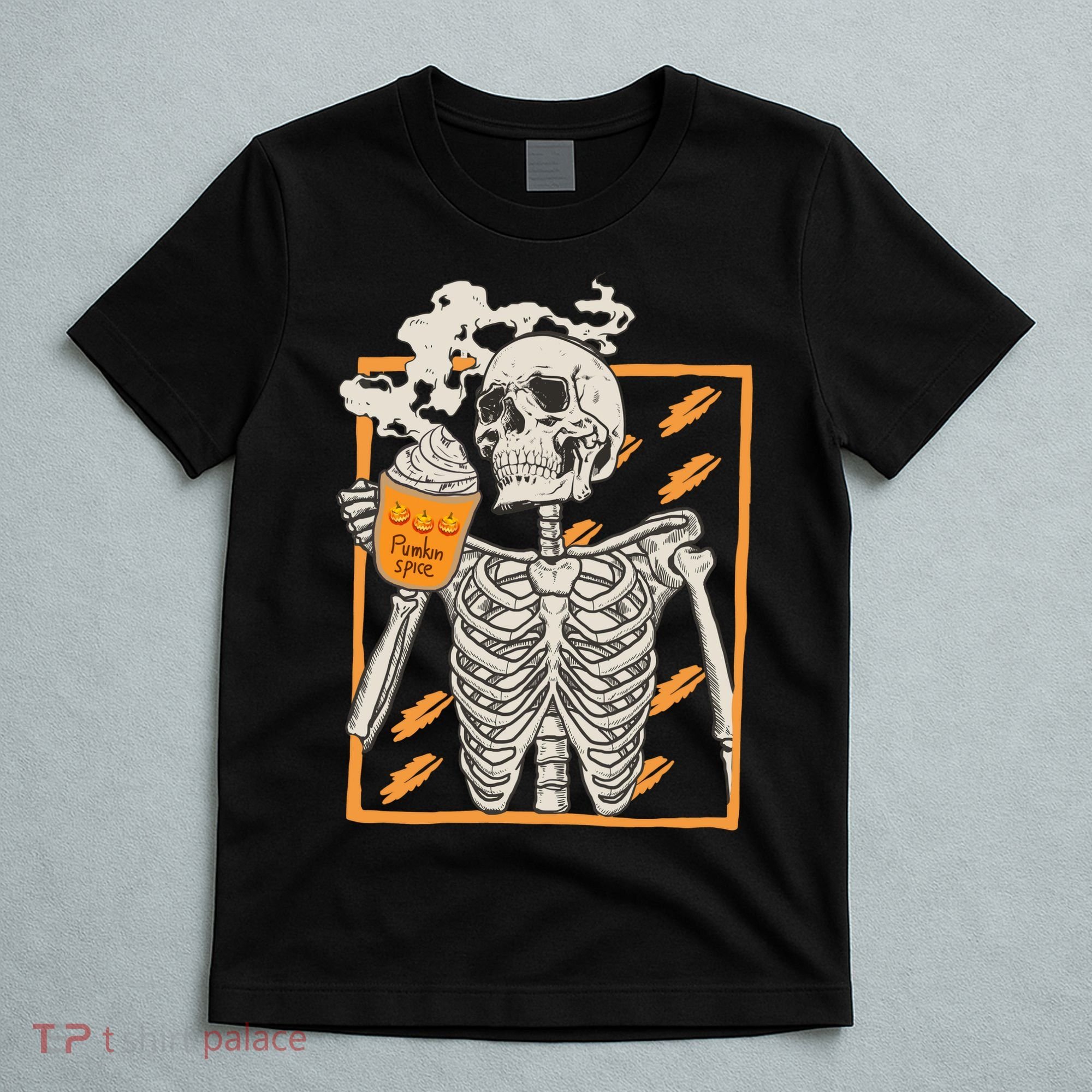 Vintage Skeleton Pumpkin Spice Halloween T-Shirt