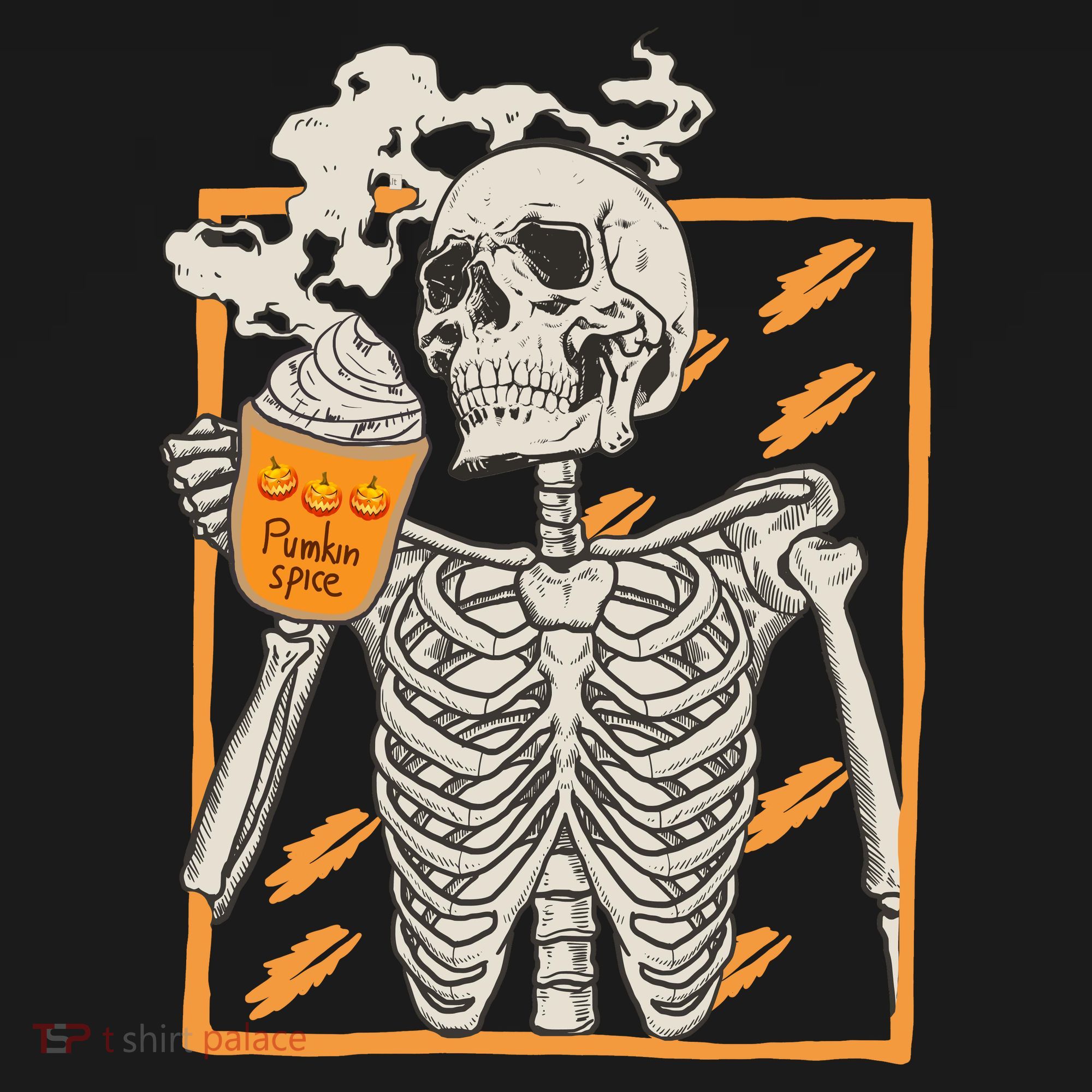 Vintage Skeleton Pumpkin Spice Halloween T-Shirt