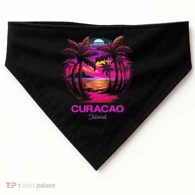 Vacation Souvenir Palm Tree Curacao USA-Made Doggie Bandana