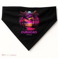 Vacation Souvenir Palm Tree Curacao USA-Made Doggie Bandana thumb 0