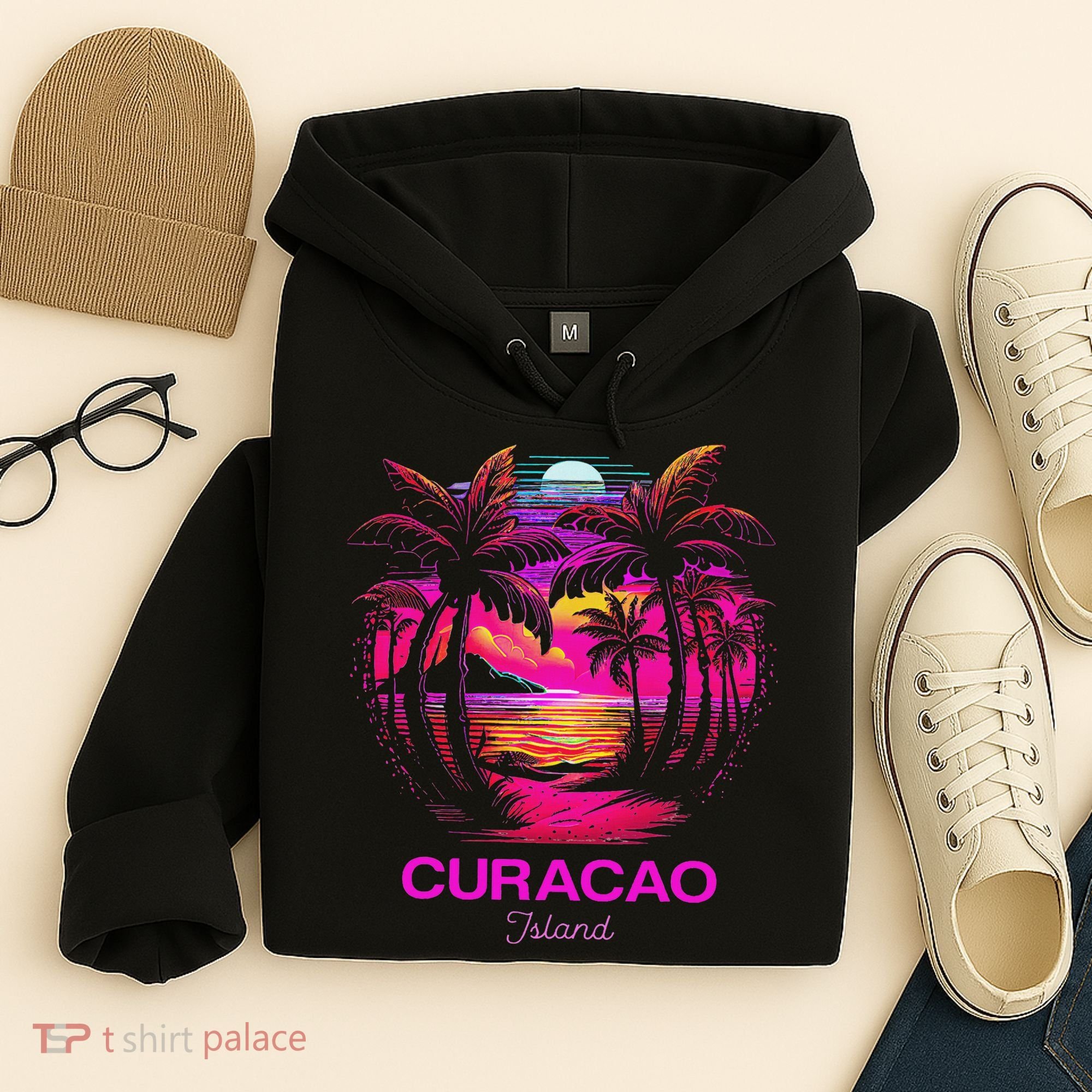 Vacation Souvenir Palm Tree Curacao Hoodie