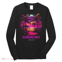 Vacation Souvenir Palm Tree Curacao Long Sleeve Shirt thumb 0