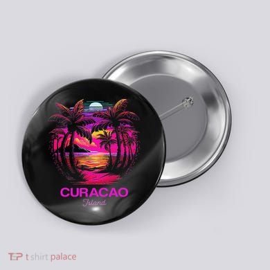Vacation Souvenir Palm Tree Curacao Button