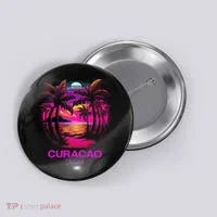 Vacation Souvenir Palm Tree Curacao Button thumb 0