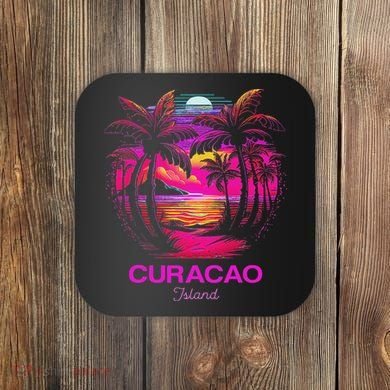 Vacation Souvenir Palm Tree Curacao Coaster