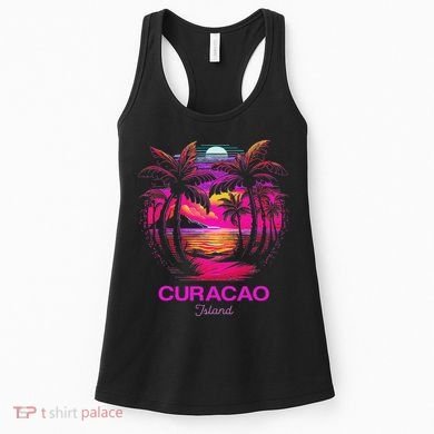 Vacation Souvenir Palm Tree Curacao Women's Tank Top