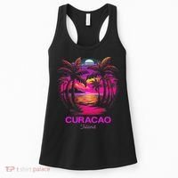 Vacation Souvenir Palm Tree Curacao Women's Tank Top thumb 0