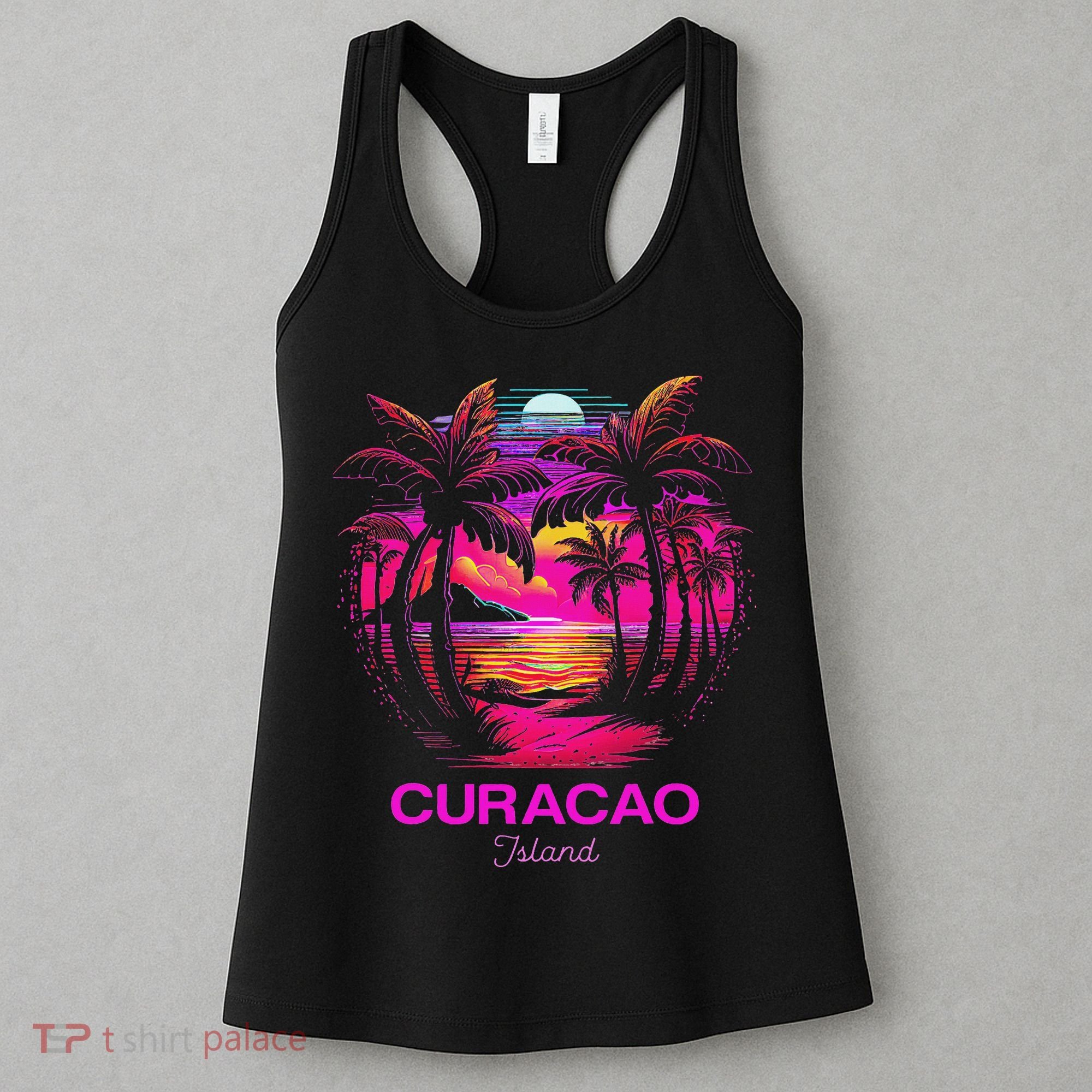 Vacation Souvenir Palm Tree Curacao Women's Tank Top