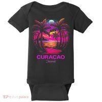 Vacation Souvenir Palm Tree Curacao Baby Bodysuit thumb 0