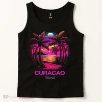 Vacation Souvenir Palm Tree Curacao Tank Top thumb 2