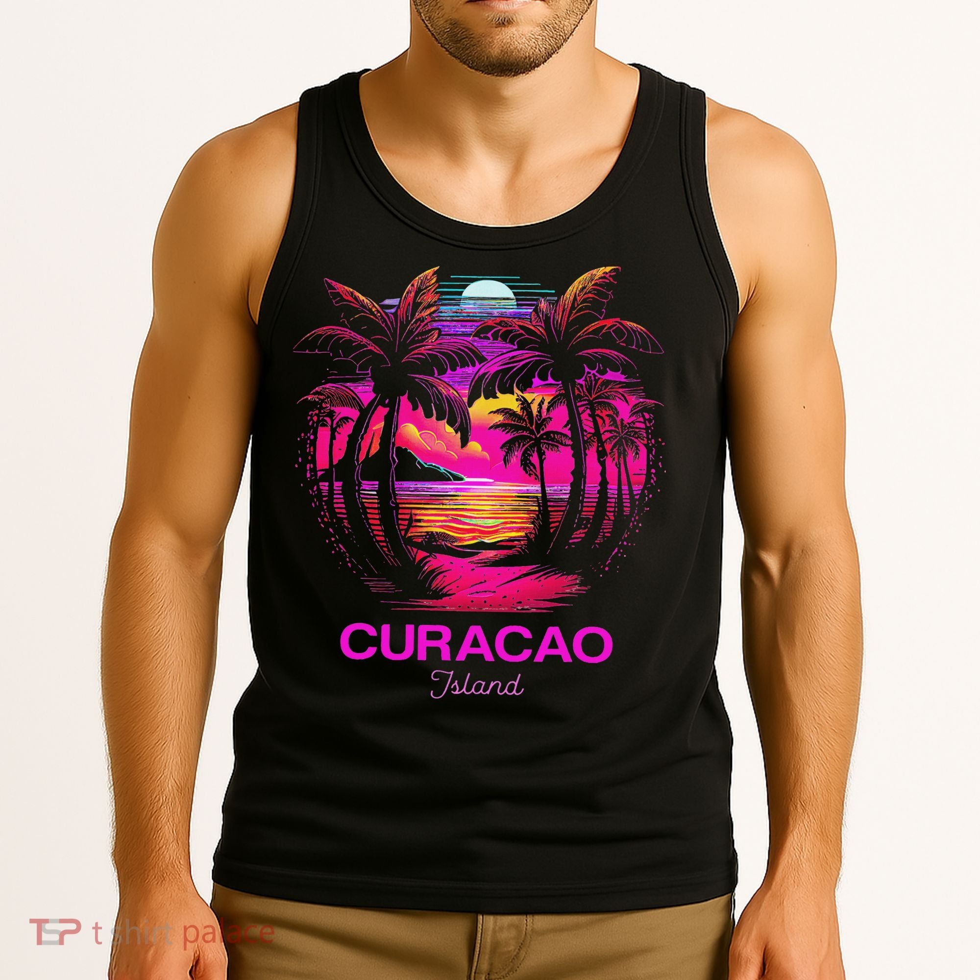 Vacation Souvenir Palm Tree Curacao Tank Top