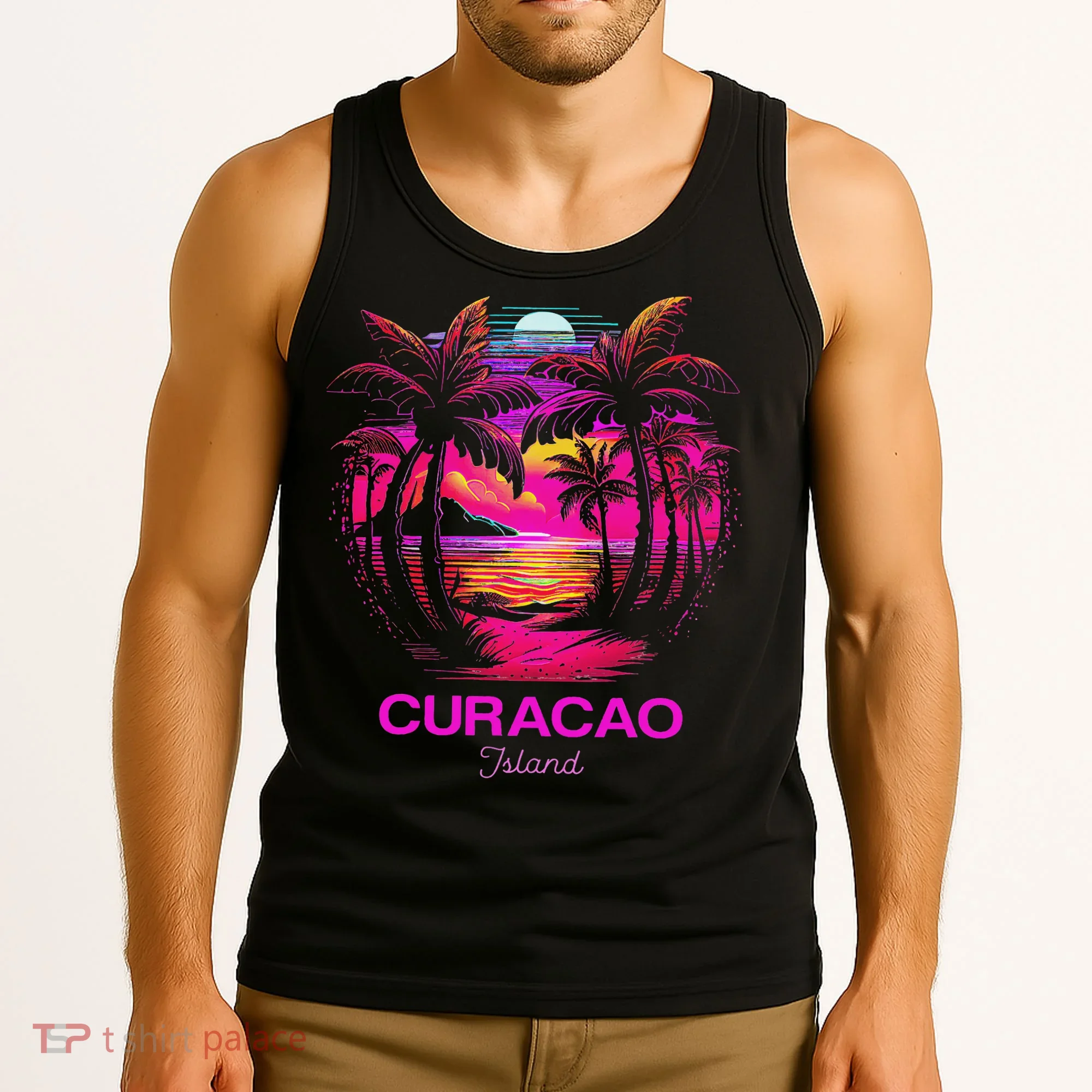 Vacation Souvenir Palm Tree Curacao Tank Top