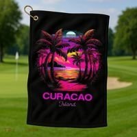 Vacation Souvenir Palm Tree Curacao Golf Towel thumb 1