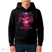 Vacation Souvenir Palm Tree Curacao Kids Hoodie thumb 4