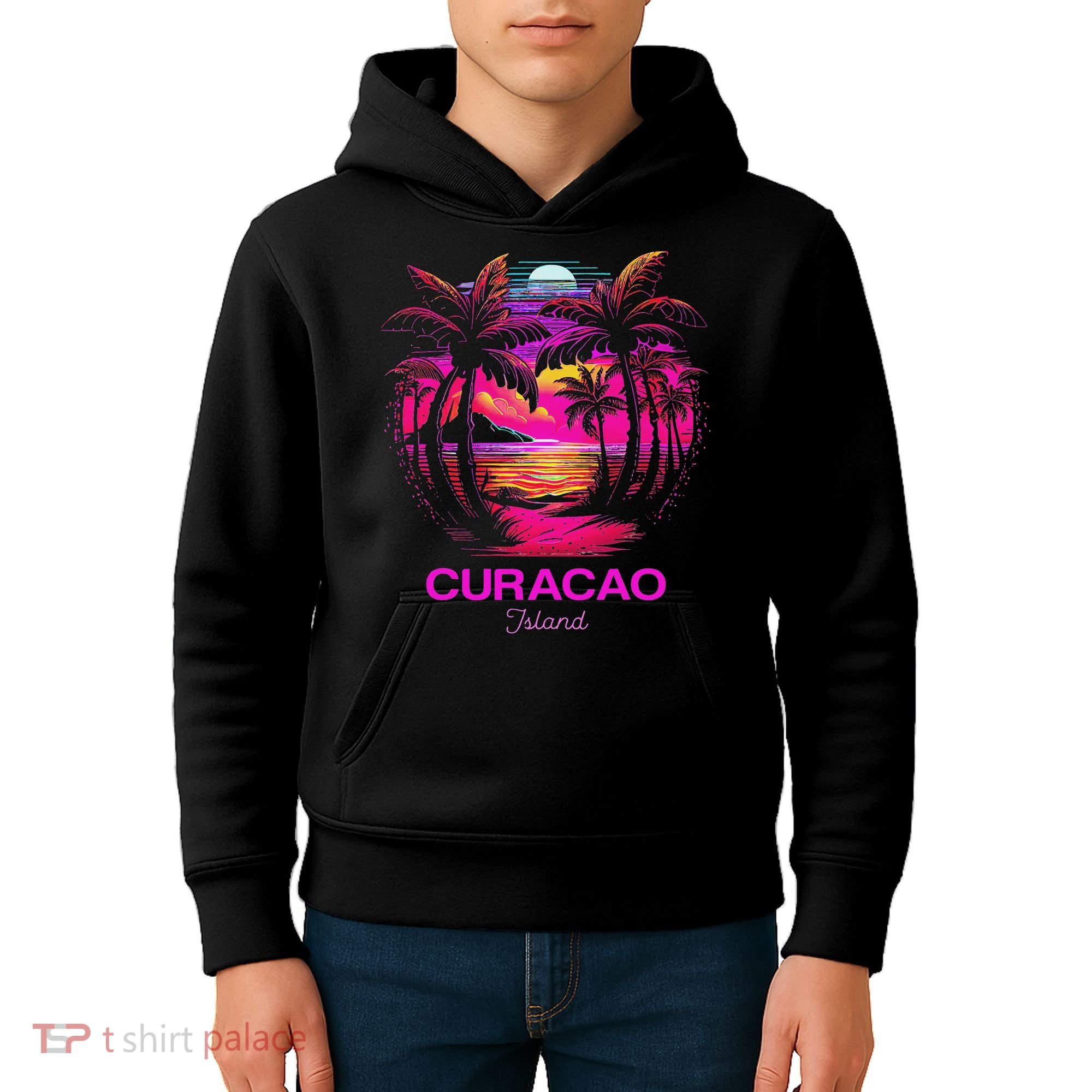 Vacation Souvenir Palm Tree Curacao Kids Hoodie